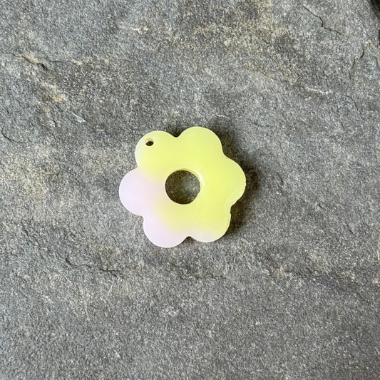 Médaille - Petite Fleur - Rose & jaune pastel