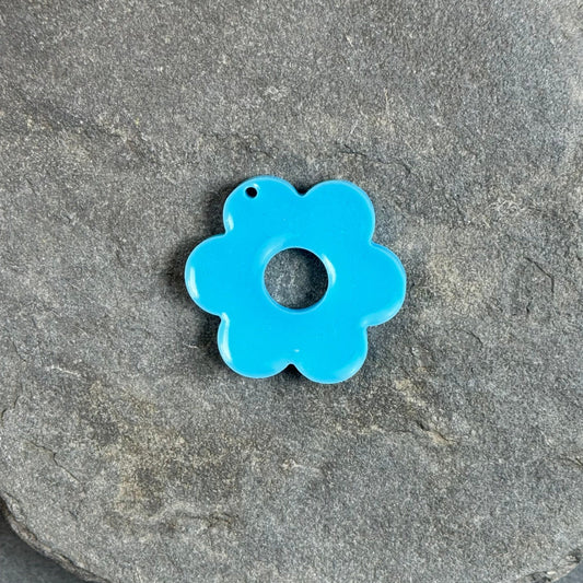 Médaille - Grande Fleur - Bleu pastel